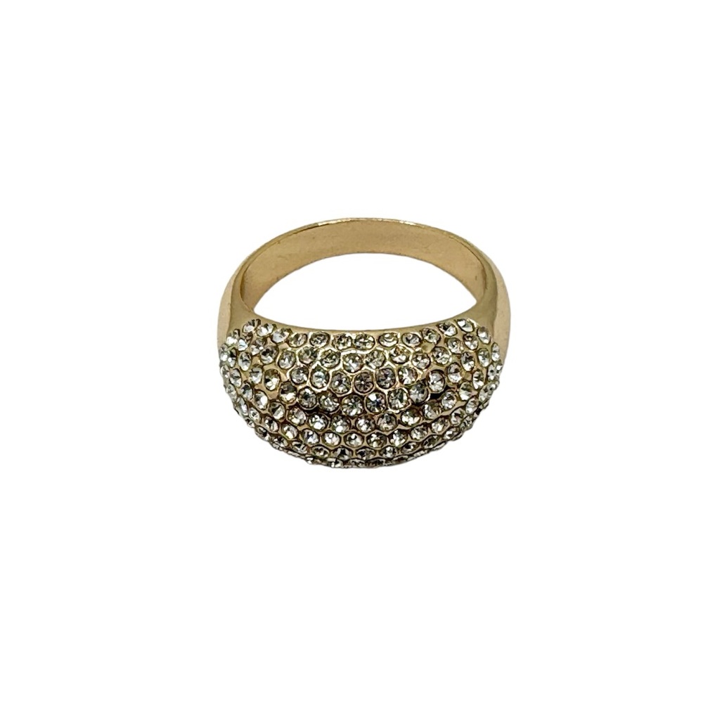 14K Gold Over Brass Crystal Cocktail Ring